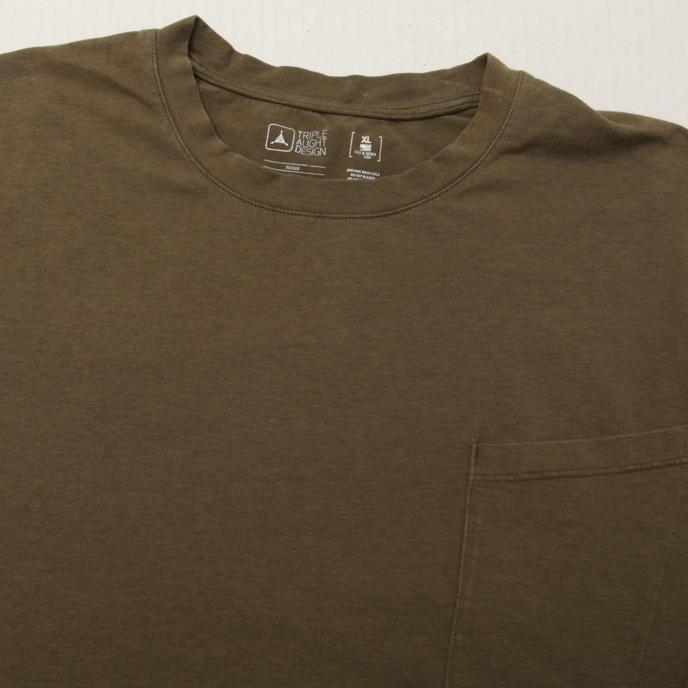 Triple Aught Design Shirt Mens XL Olive Green Pocket Crewneck Cut & Sewn USA